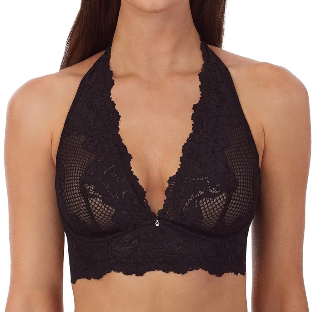 La Mystere Longline Allure Underwire Bra Convertible Black Lace Sz 38DDD